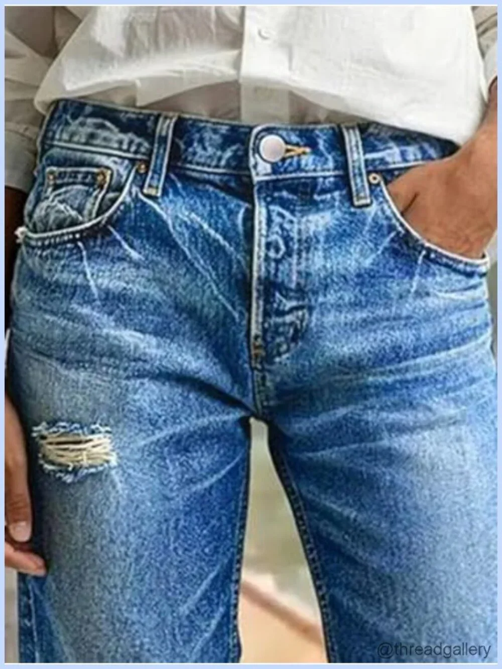 High Waist Straight Leg Bermuda Shorts Raw Hem Ripped Denim Women's Casual